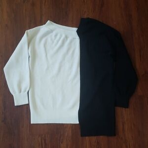 Alice + Olivia Black and White Crewneck Sweater Size XS